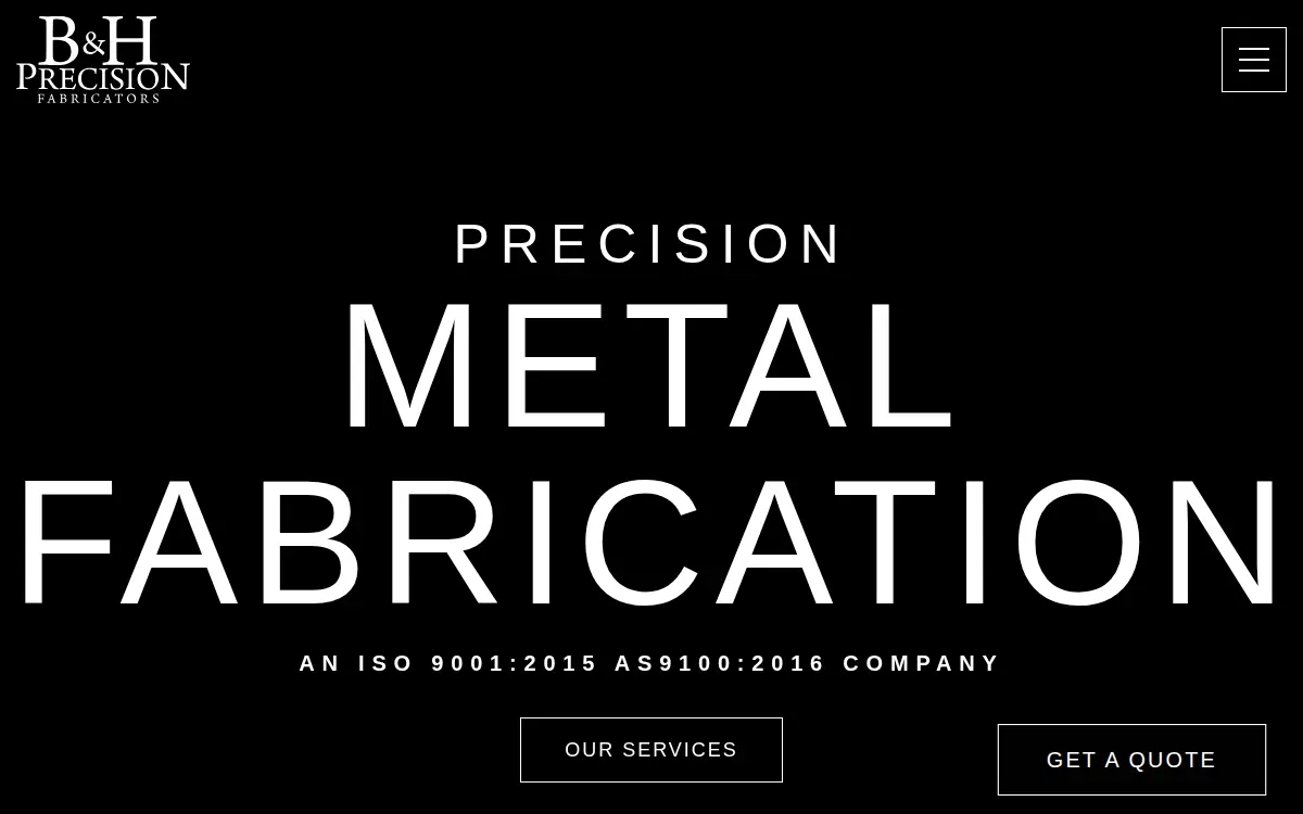 Homepage of B & H Precision Fabricators INC.
