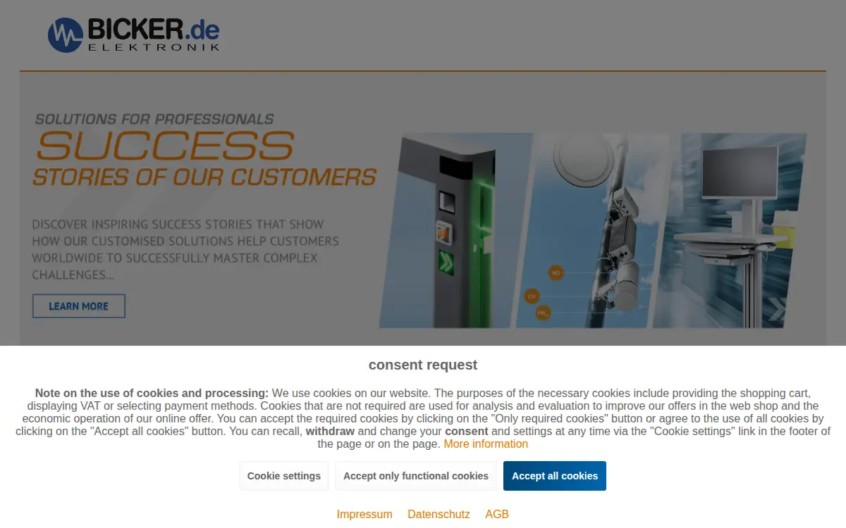 Homepage of Bicker Electronics CORP