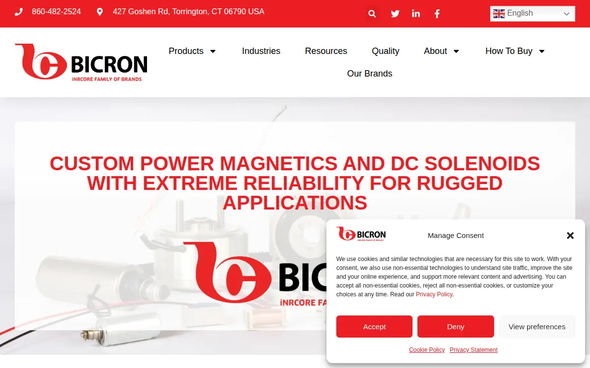 Homepage of Bicron Electronics, LLC