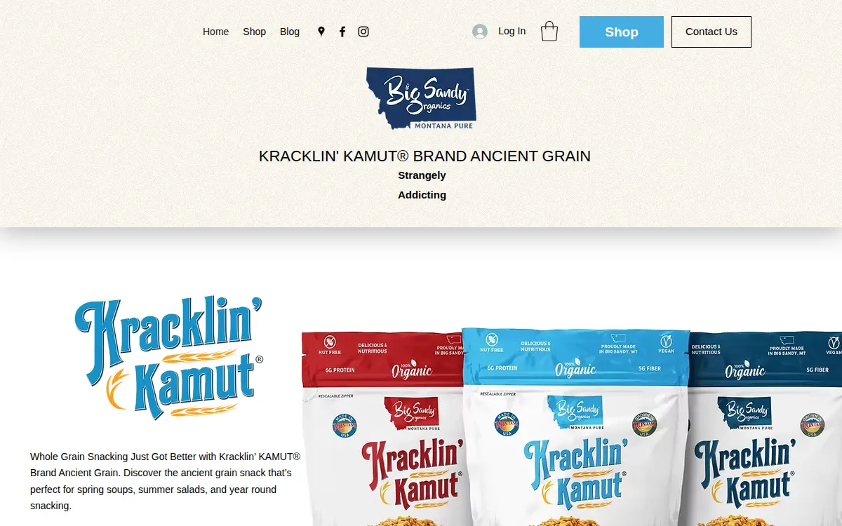 Homepage of Big Sandy Organics, LLC