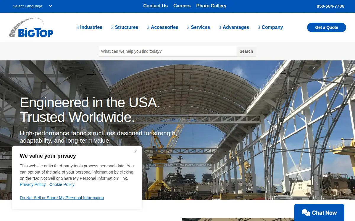 Homepage of Big Top Manufacturing LLC