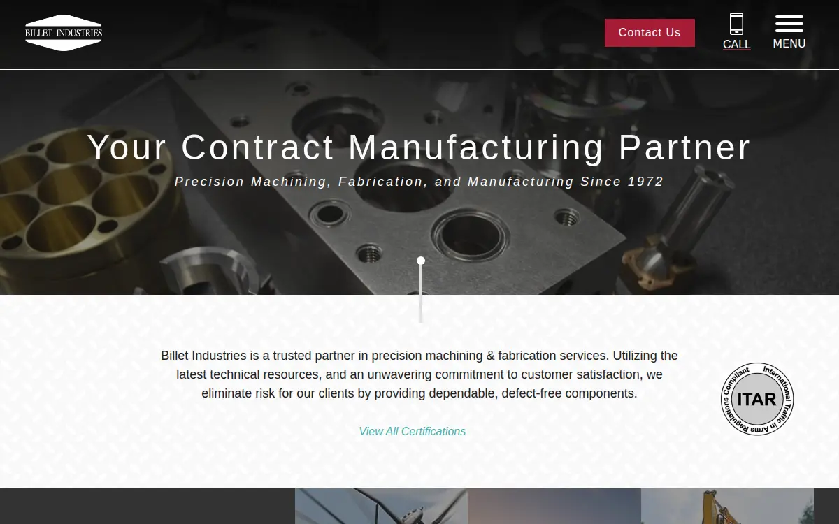 Homepage of Billet Industries INC