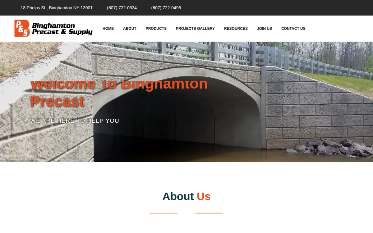 Homepage of Binghamton Precast & Supply CORP.