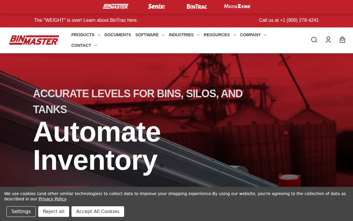 Homepage of Binmaster Sensors and Technologies LLC