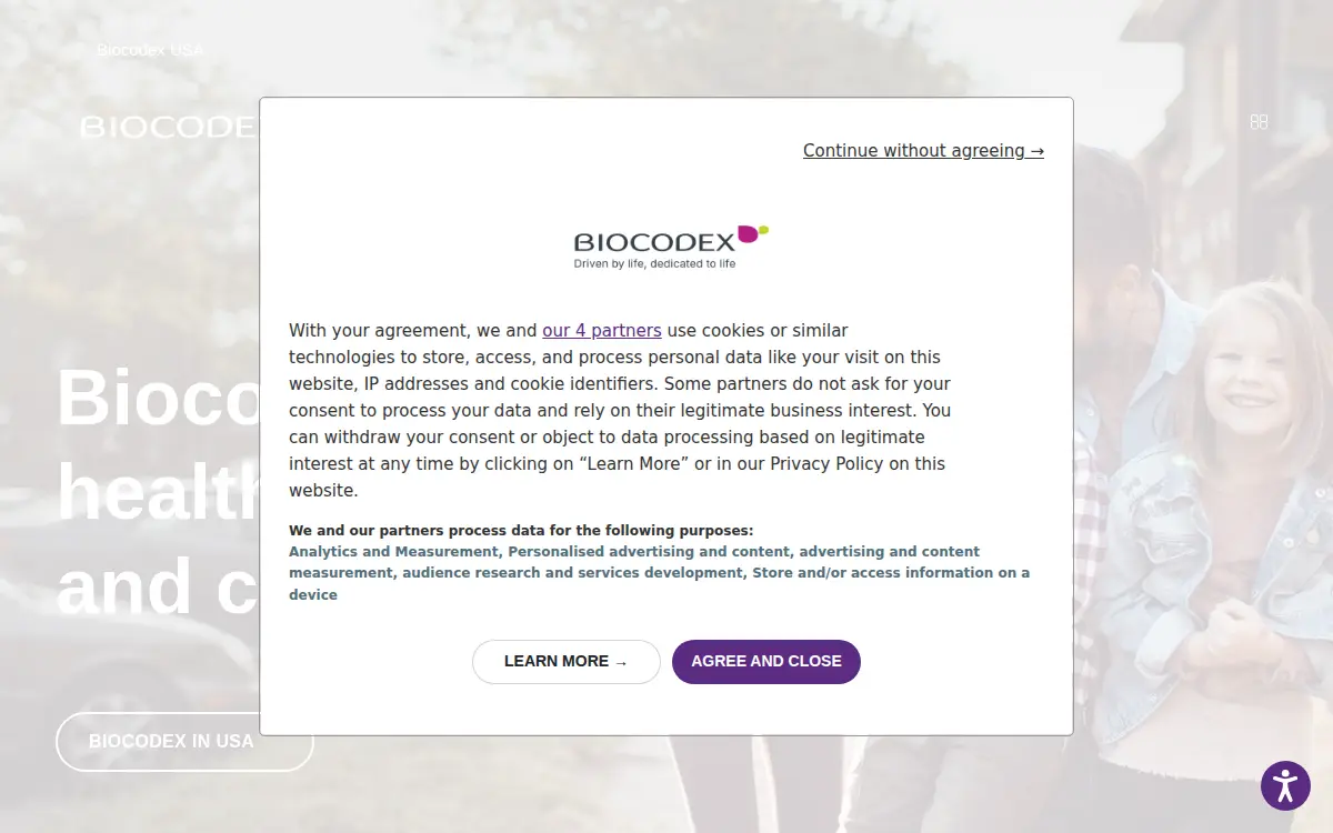Homepage of Biocodex, INC.