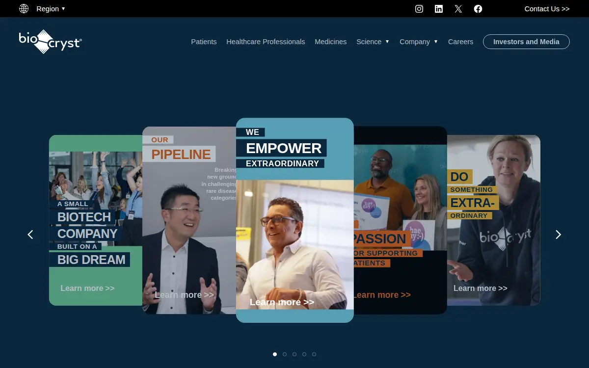 Homepage of Biocryst Pharmaceuticals INC