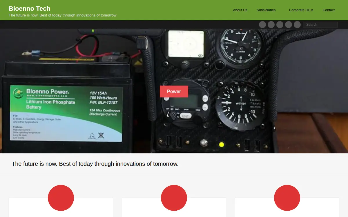 Homepage of Bioenno Tech, LLC