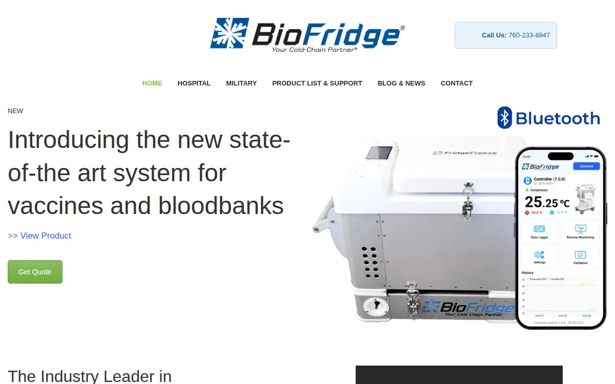 Homepage of Biofridge INC.