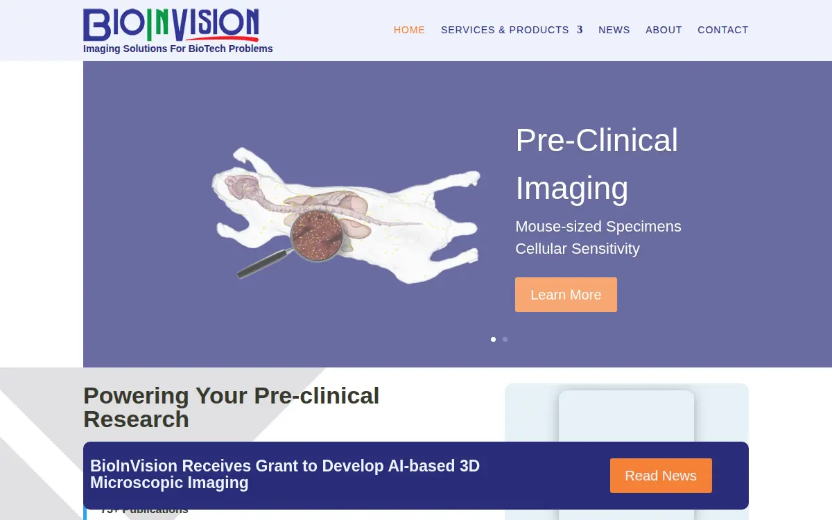 Homepage of Bioinvision INC