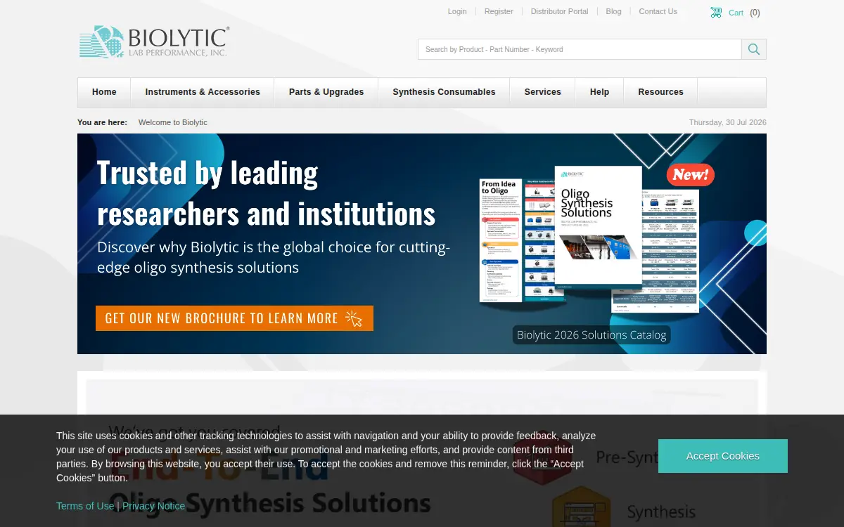 Homepage of Biolytic Lab Performance INC
