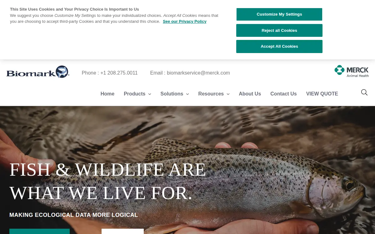 Homepage of Biomark LLC