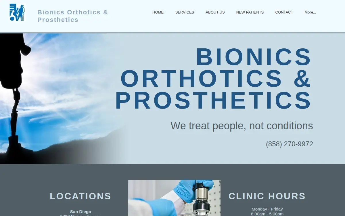 Homepage of Bionics Orthotics and Prosthetics INC.