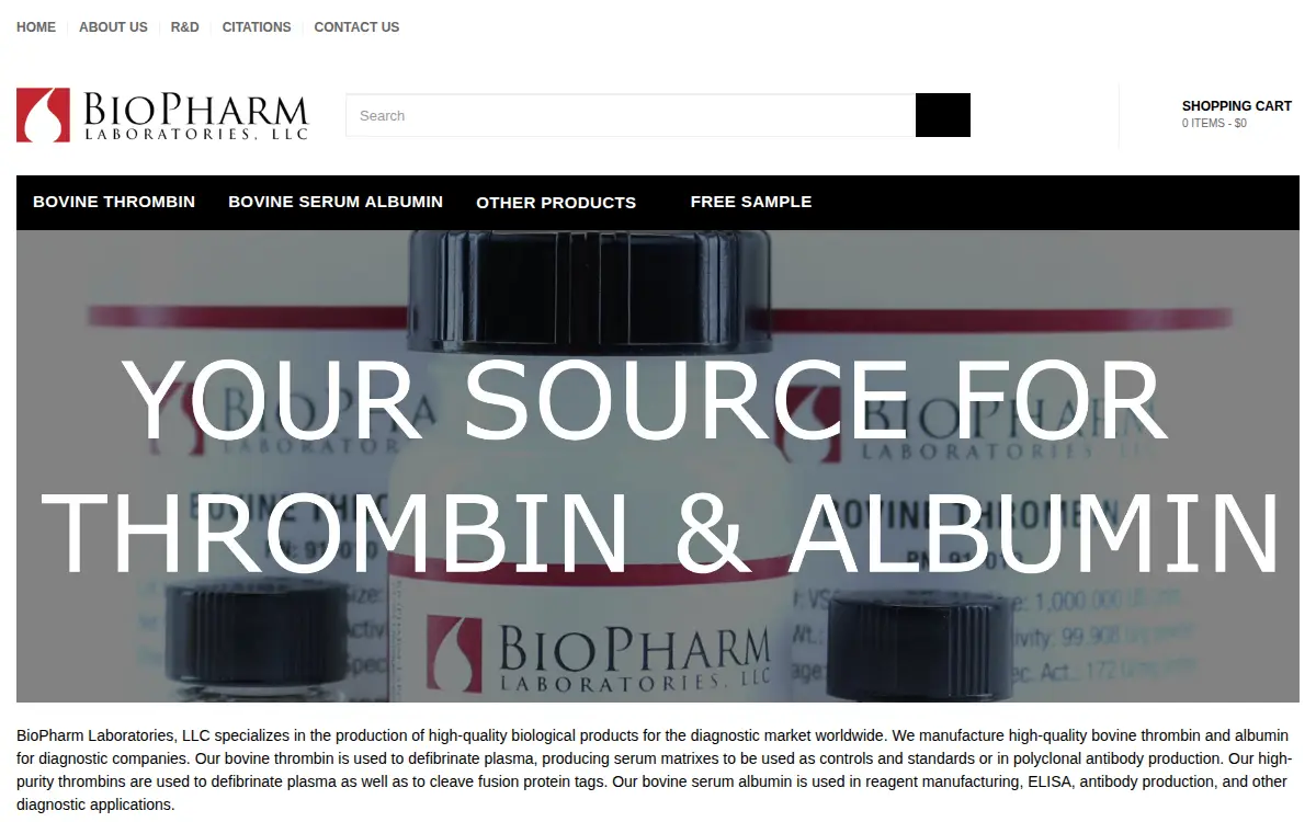 Homepage of Biopharm Laboratories LLC