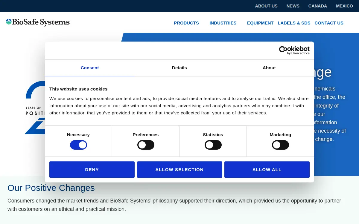 Homepage of Biosafe Systems, LLC