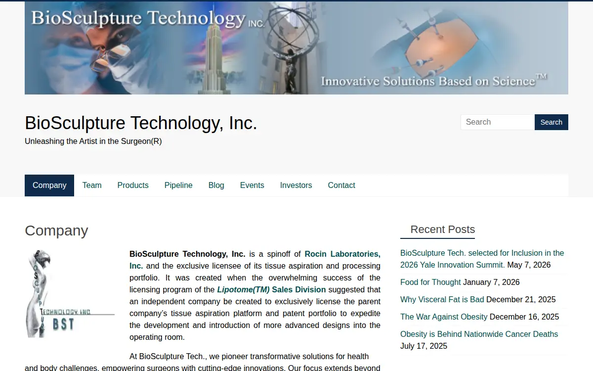 Homepage of Biosculpture Technology, INC.