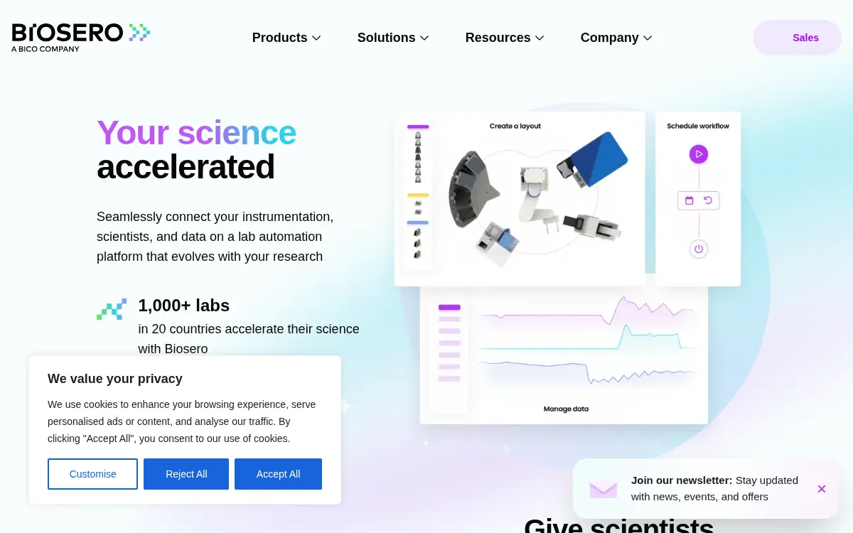 Homepage of Biosero INC