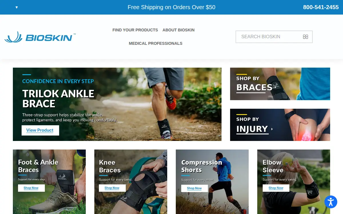 Homepage of Bioskin, LLC