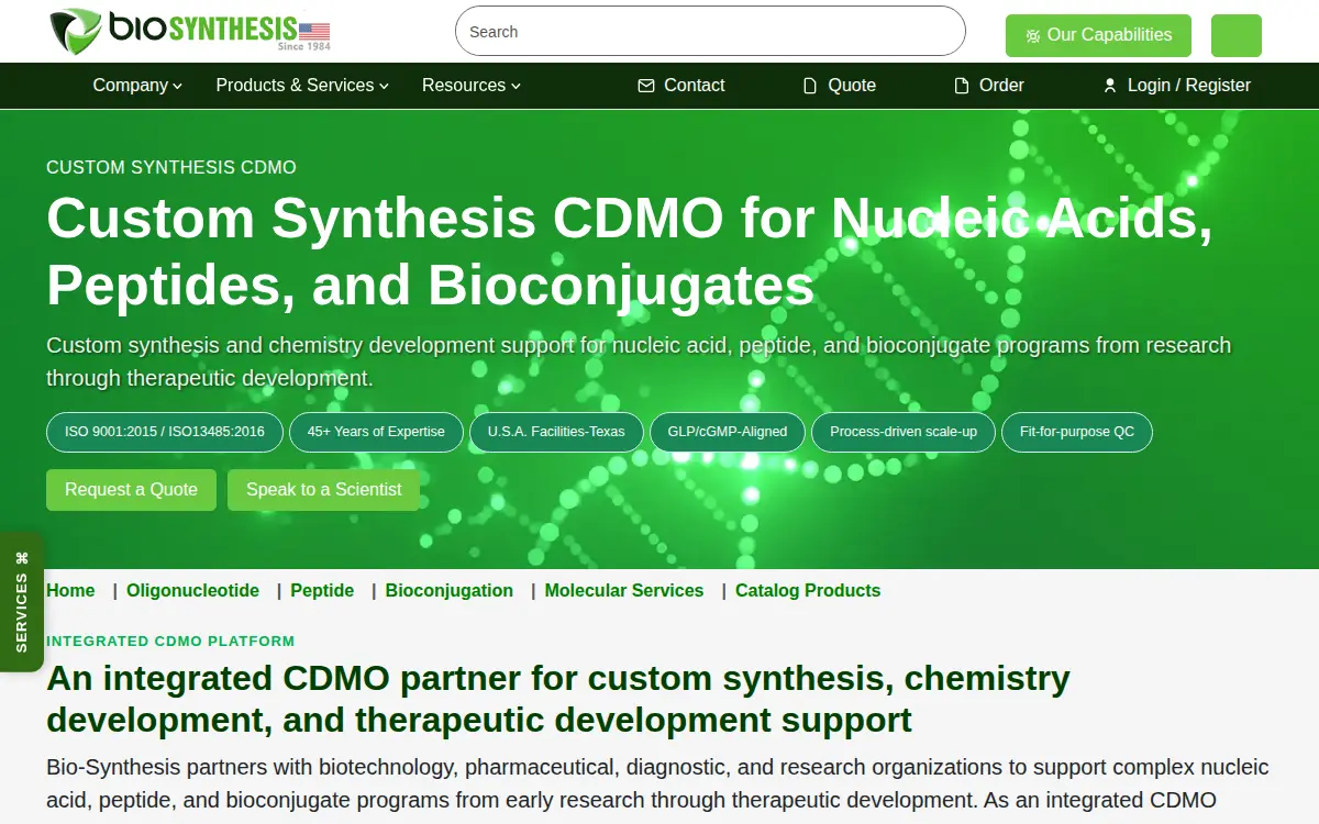 Homepage of Bio-synthesis, INC.