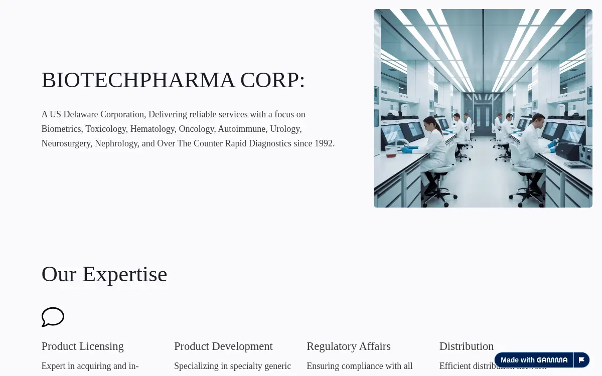 Homepage of Biotechpharma CORP
