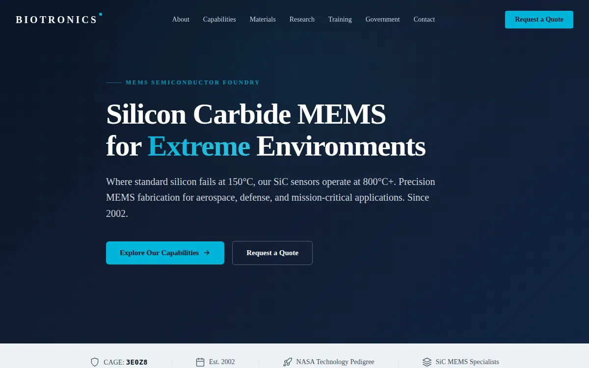 Homepage of Biotronics, INC
