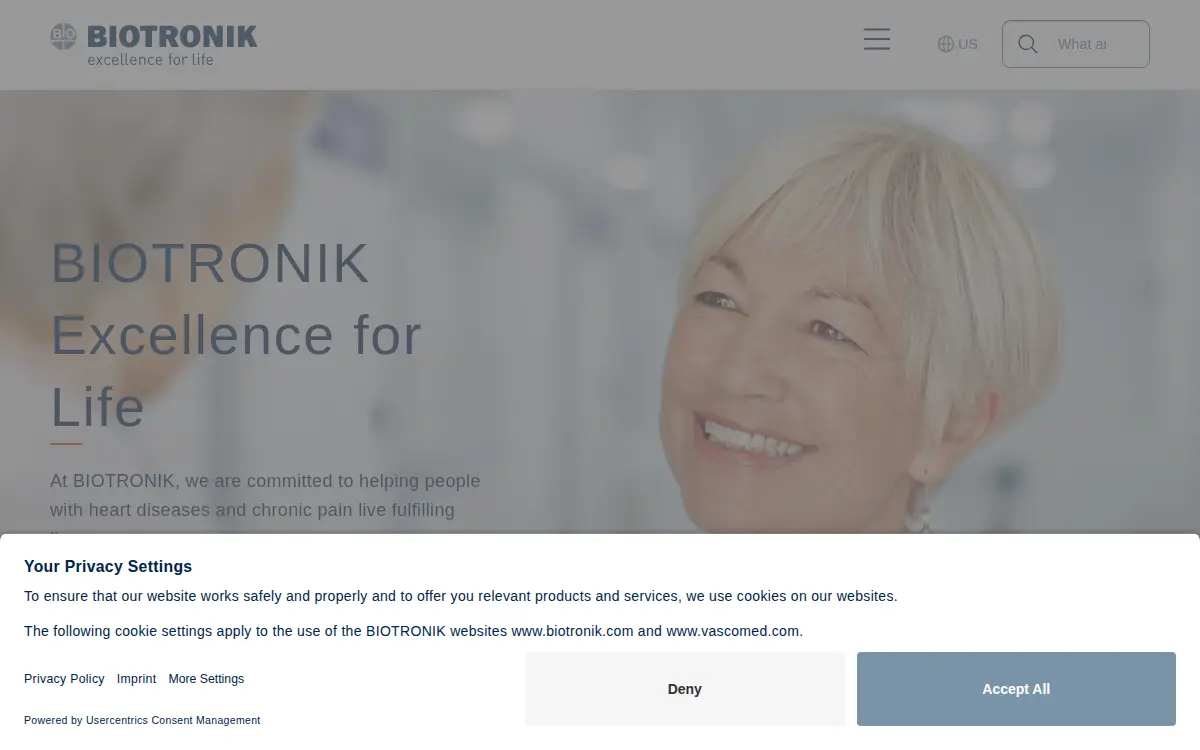 Homepage of Biotronik INC