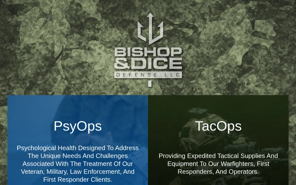 Homepage of Bishop & Dice Defense LLC