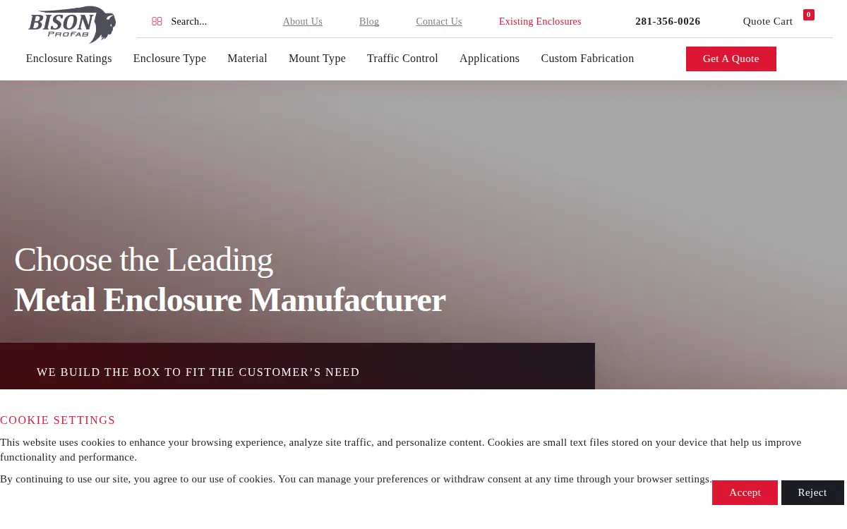 Homepage of Bison Profab, INC.