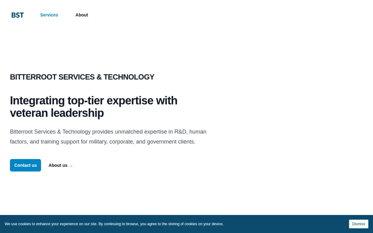 Homepage of Bitterroot Services & Technology, LLC