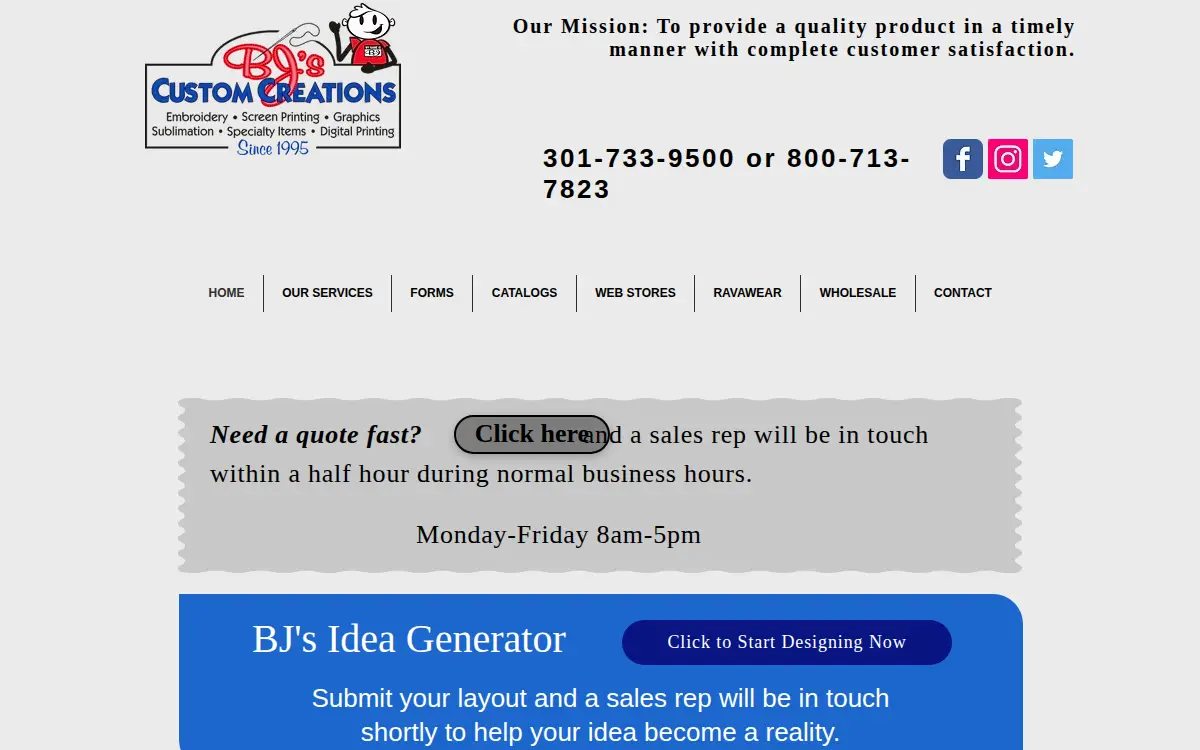 Homepage of Bj's Embroidery CO INC