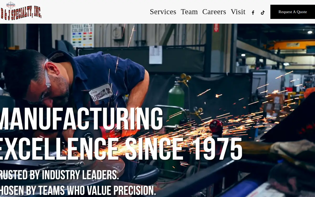 Homepage of B & J Specialty INC