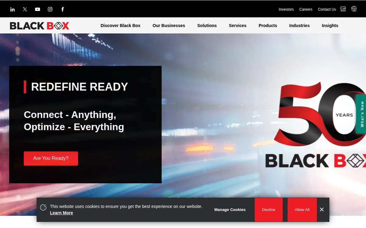 Homepage of Black Box Corporation of Pennsylvania