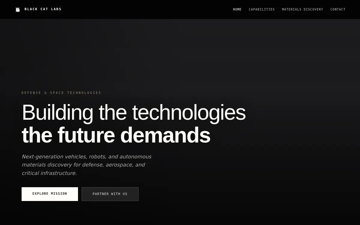 Homepage of Black Cat Laboratories LLC