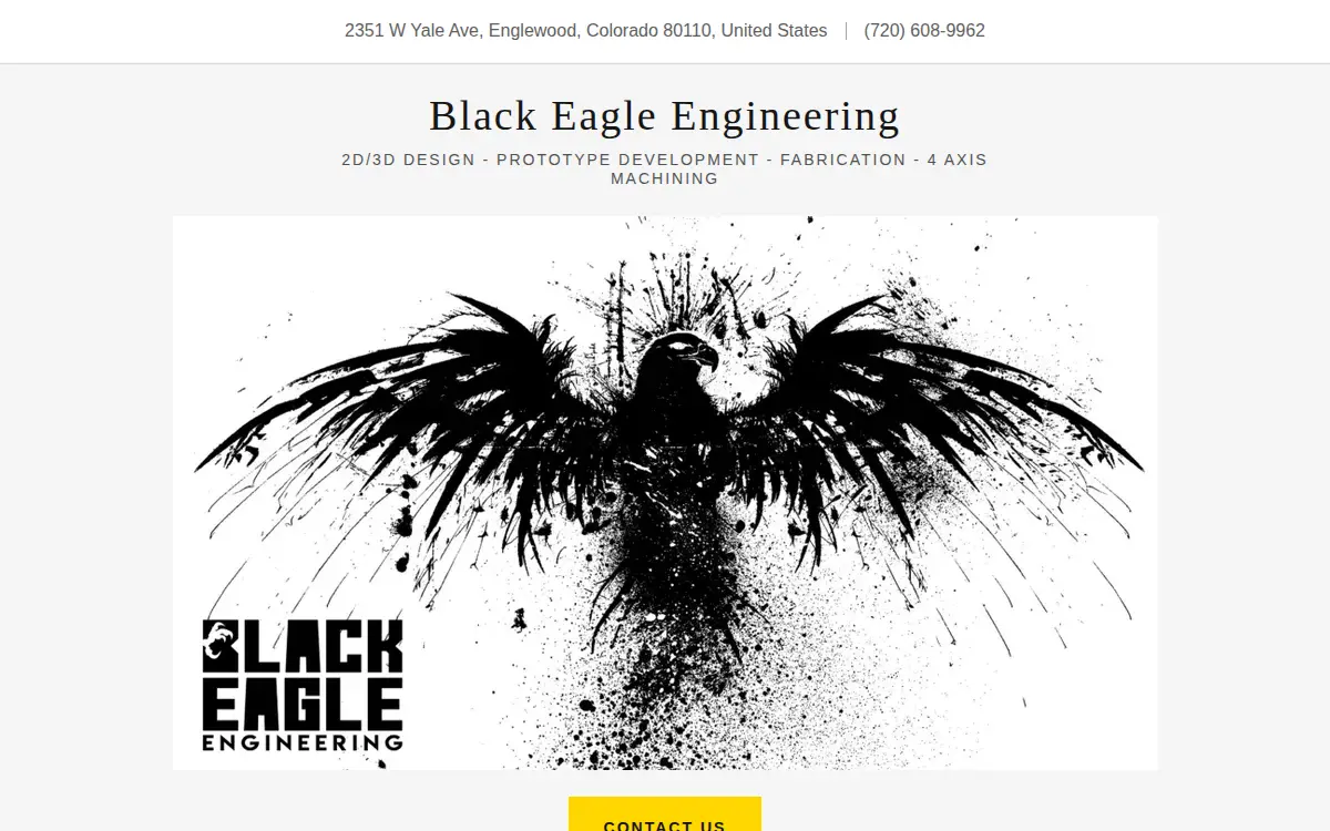 Homepage of Black Eagle Engineering, LLC