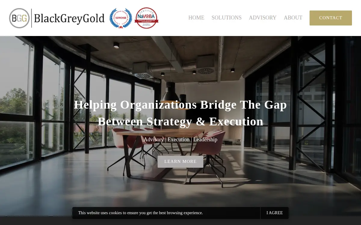 Homepage of Blackgreygold Solutions LLC