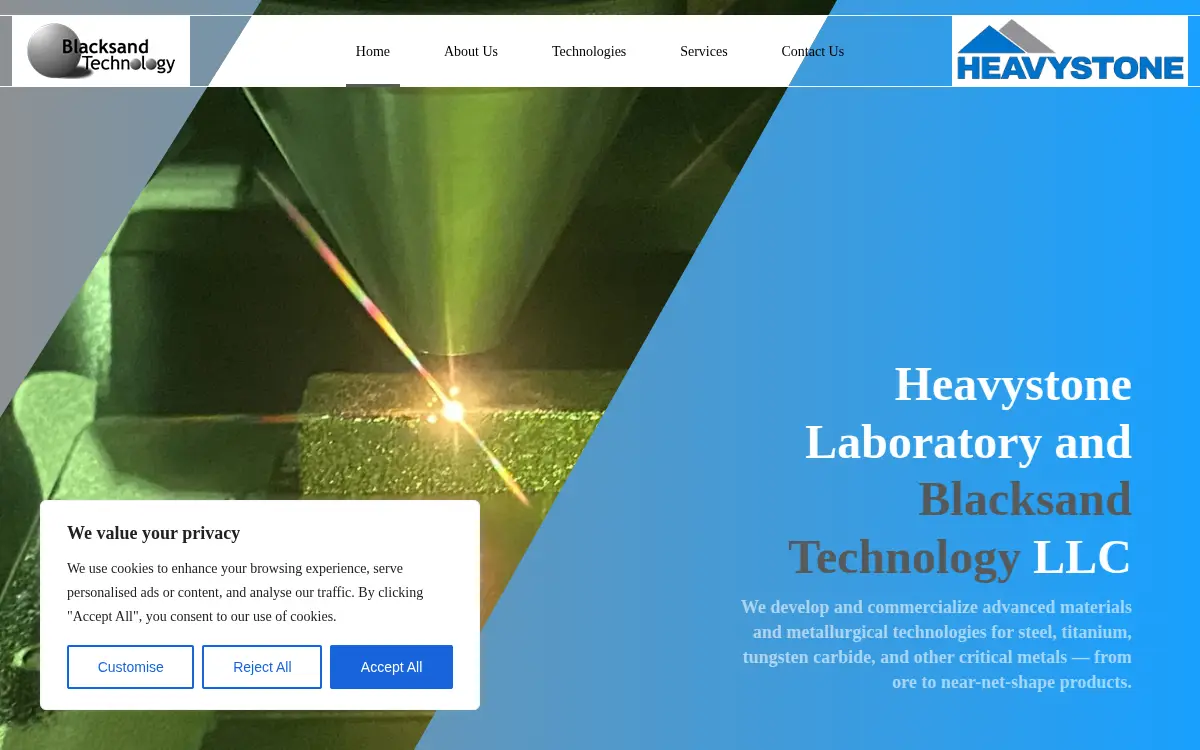 Homepage of Blacksand Technology LLC