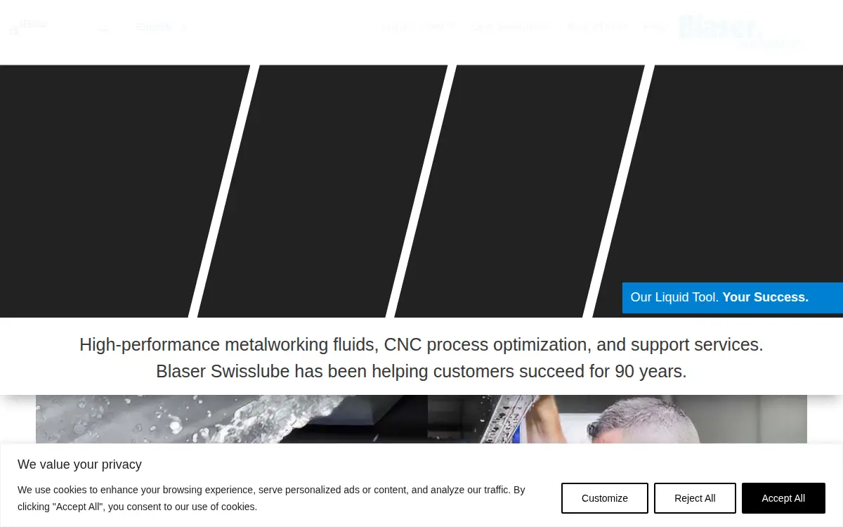 Homepage of Blaser Swisslube Holding Corporation