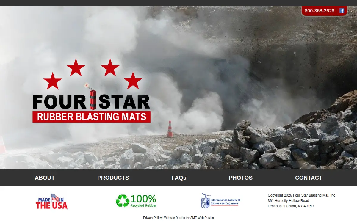 Homepage of Four Star Blasting Mat INC