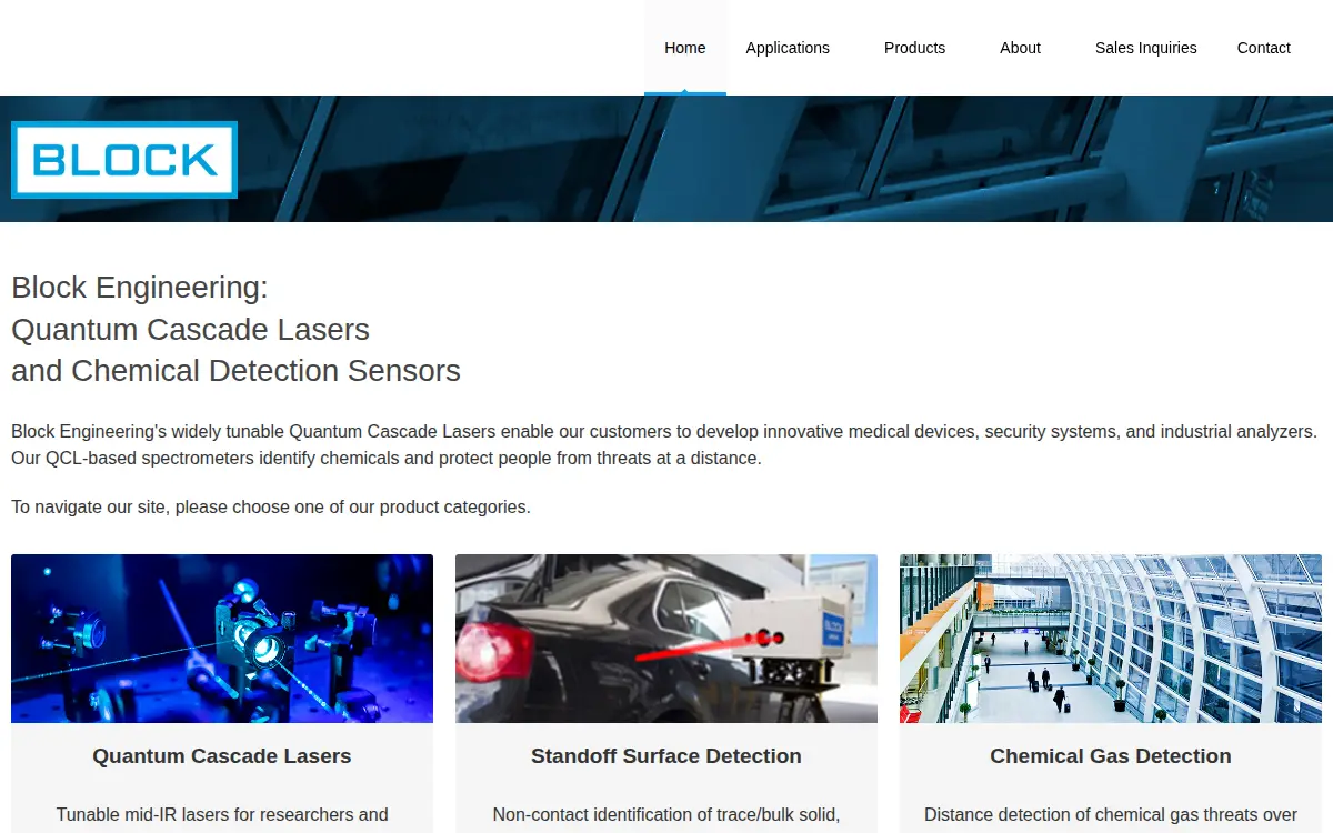 Homepage of Block Engineering LLC