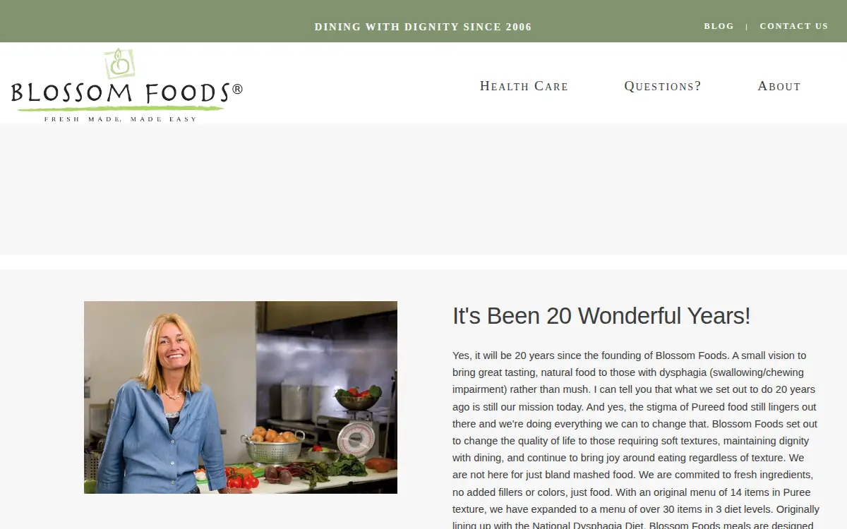 Homepage of Blossom Foods LLC