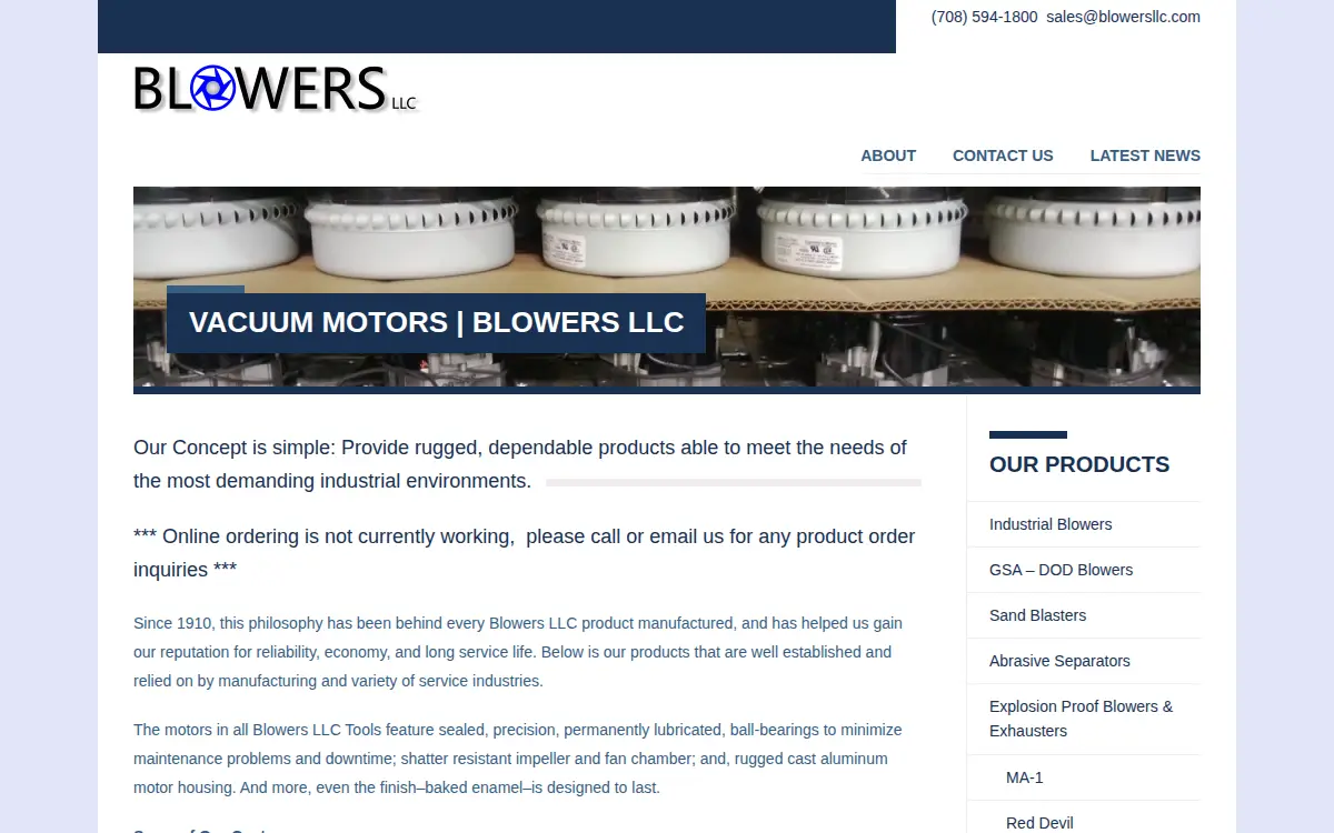 Homepage of Blowers, LLC