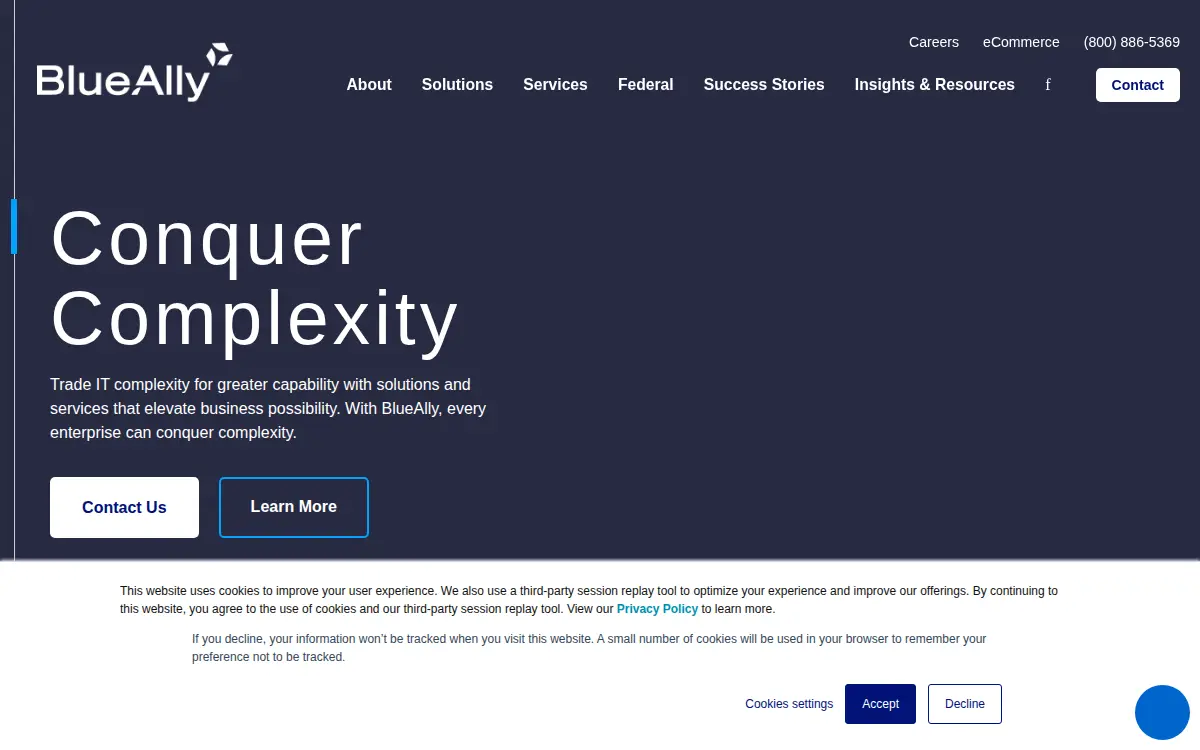 Homepage of Blueally Technology Solutions LLC