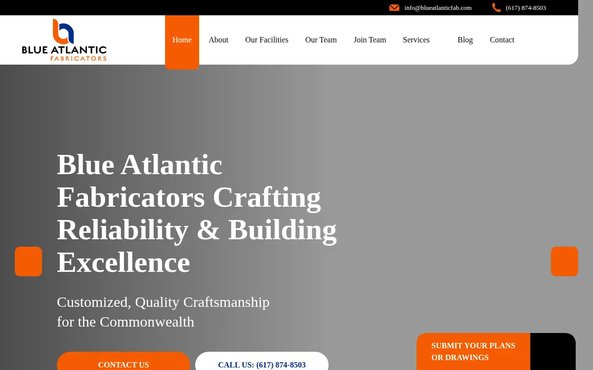 Homepage of Blue Atlantic Fabricators LLC