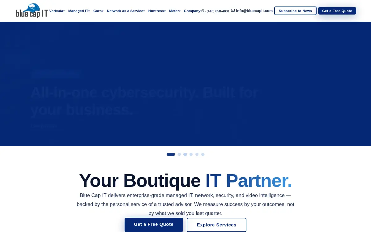 Homepage of Blue Cap It, LLC