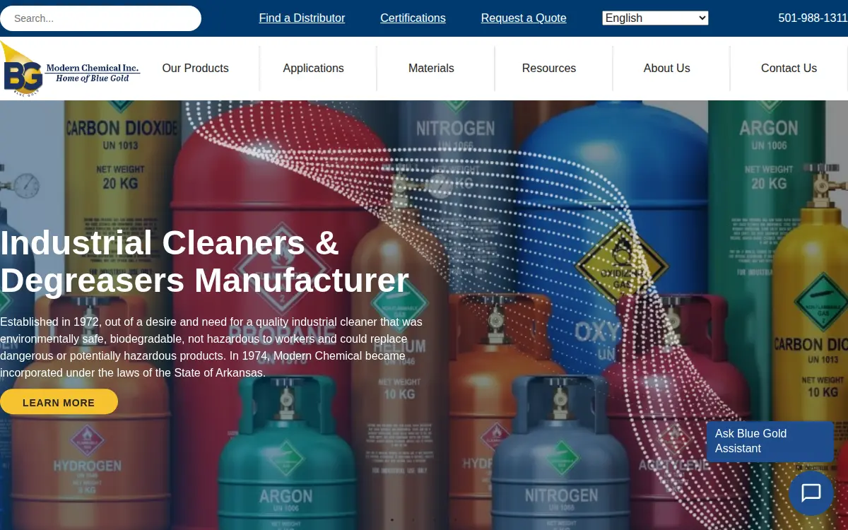 Homepage of Modern Chemical, INC.