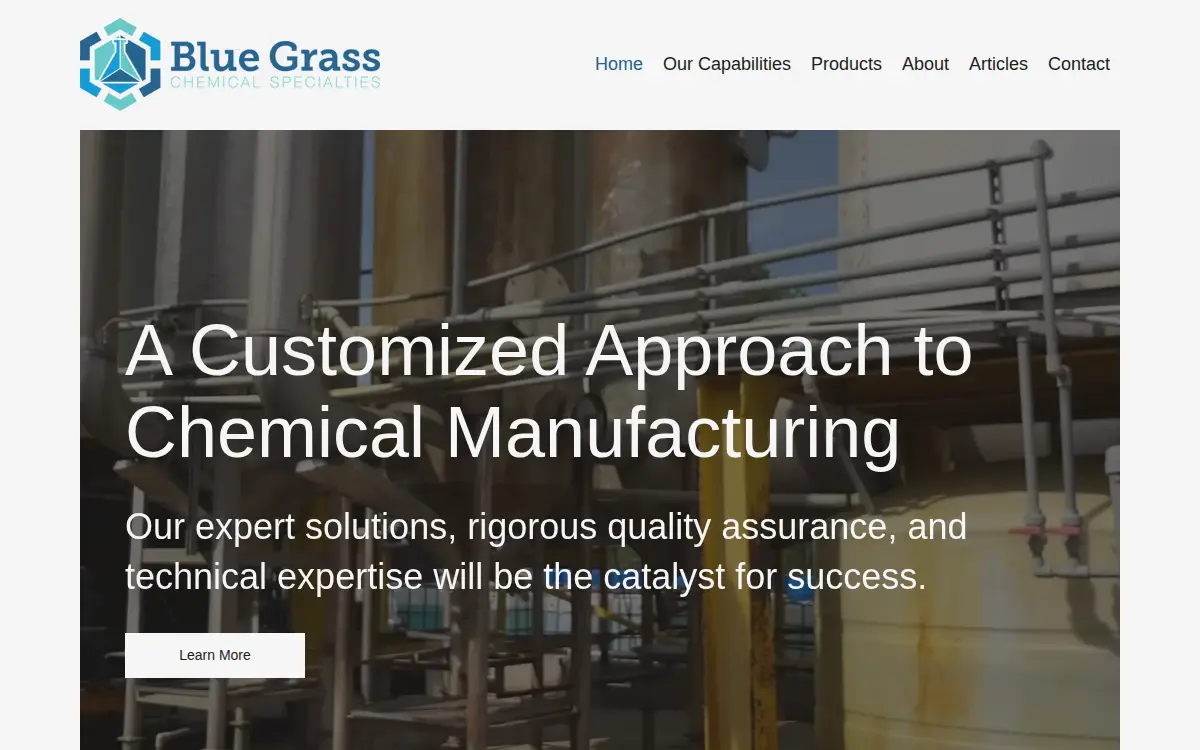 Homepage of Blue Grass Chemical Specialties, LLC