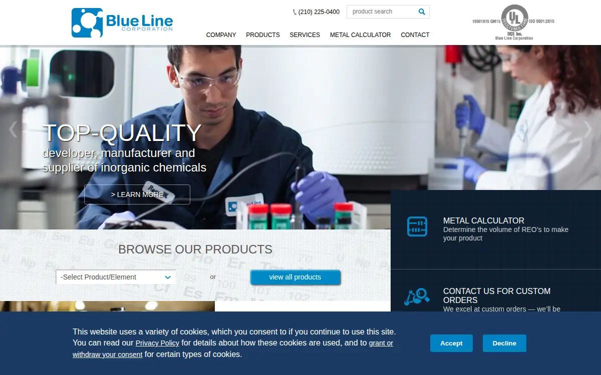 Homepage of Blue Line Corporation