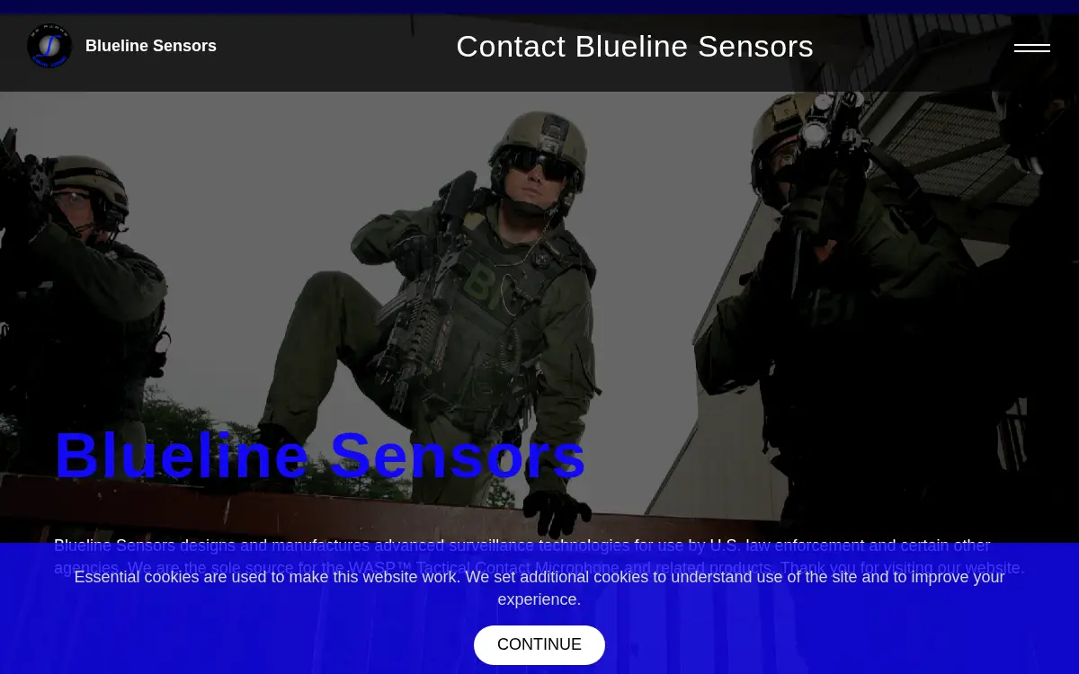 Homepage of Blueline Sensors LLC