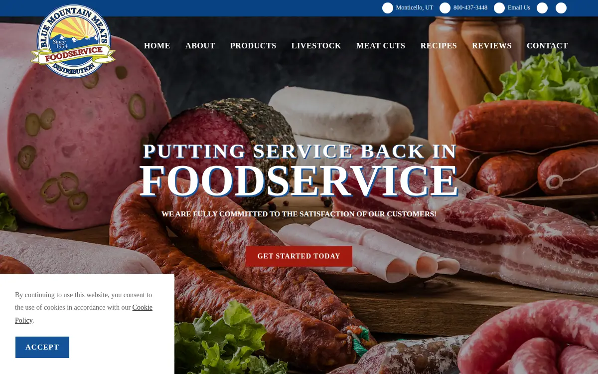 Homepage of Blue Mountain Meats, INC.