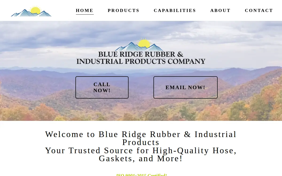 Homepage of Blue Ridge Rubber & Industrial Products CO