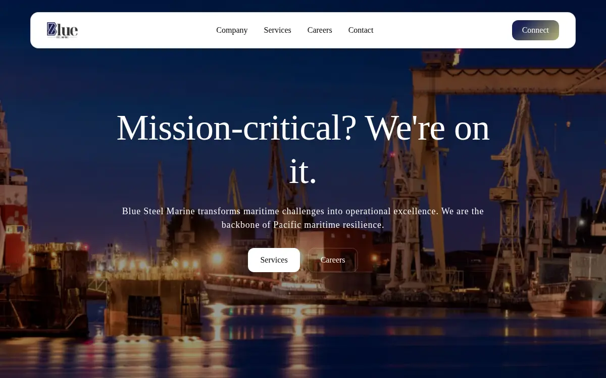 Homepage of Blue Steel Marine, LLC